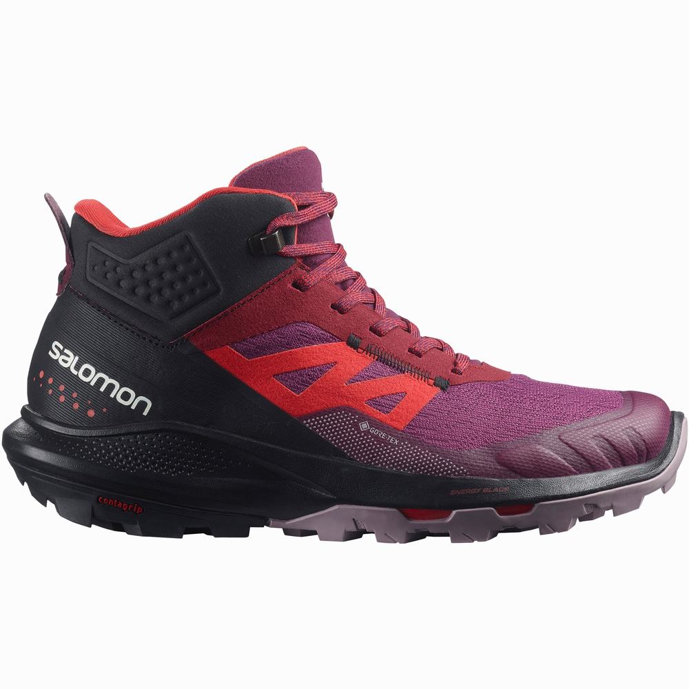 Bottes Randonnée Salomon Outpulse Mid Gore-tex Femme Violette Rouge | France-3750496