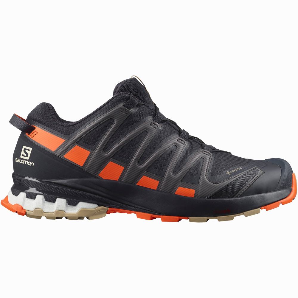 Chaussures Randonnée Salomon Xa Pro 3d V8 Gore-tex Homme Bleu Marine Rouge Orange | France-2790863