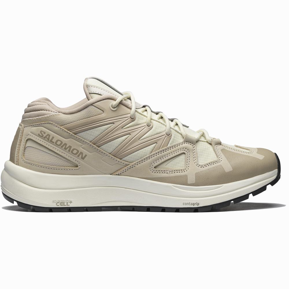 Baskets Salomon Odyssey 1 Cuir Advanced Homme Kaki Grise | France-0824173