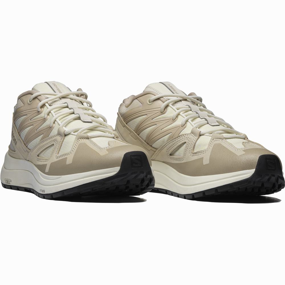 Baskets Salomon Odyssey 1 Cuir Advanced Femme Kaki Grise | France-8942315