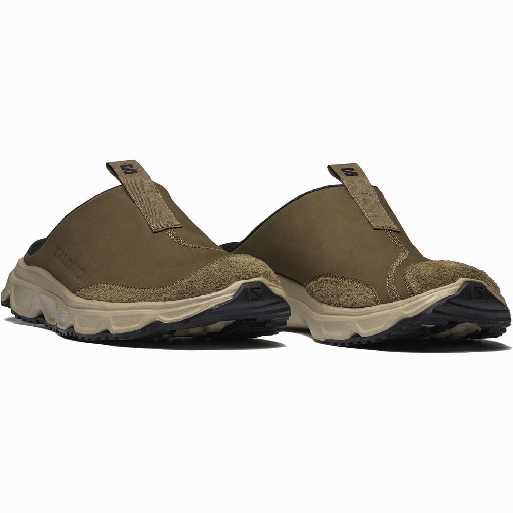 Baskets Salomon Rx Claquette Cuir Advanced Homme Vert Olive Noir | France-4712089