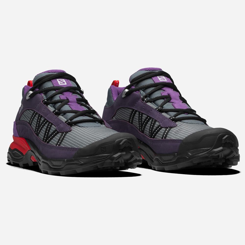 Baskets Salomon Shelter Low Cuir Femme Grise Foncé Violette | France-9823641