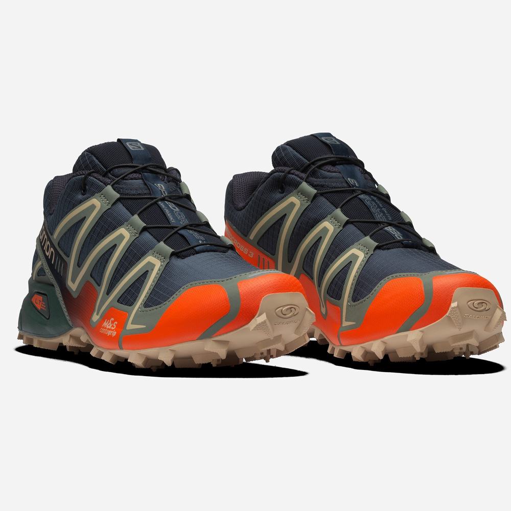 Baskets Salomon Speedcross 3 Femme Indigo Rouge Orange Vert | France-0693218