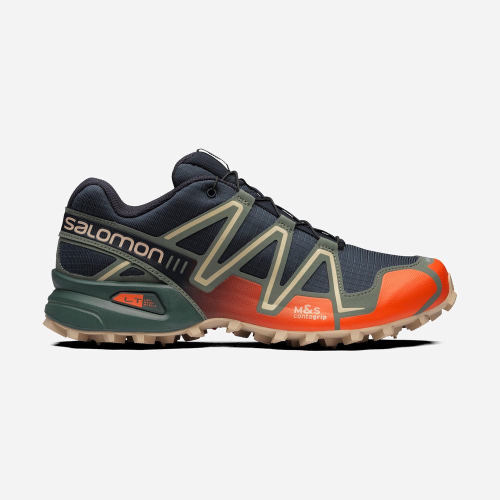 Baskets Salomon Speedcross 3 Femme Indigo Rouge Orange Vert | France-0693218