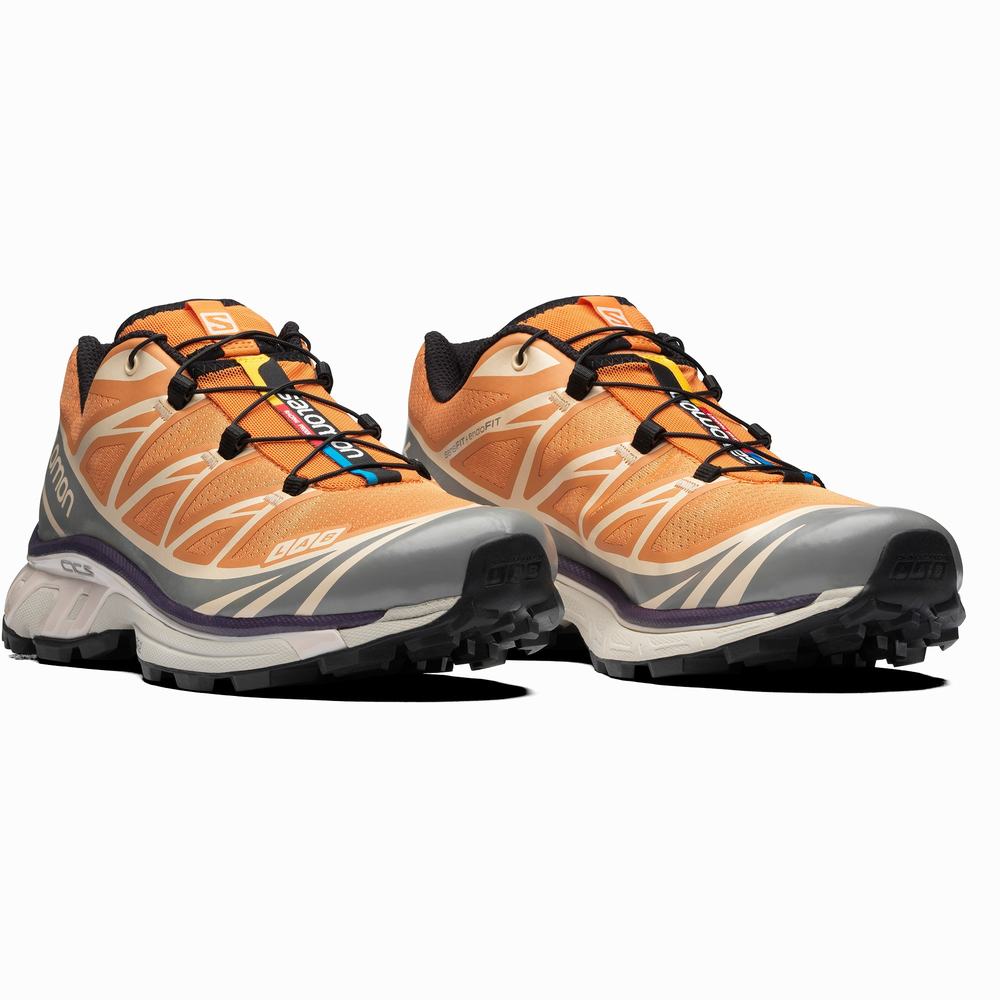 Baskets Salomon Xt-6 Femme Abricot Grise | France-8076345