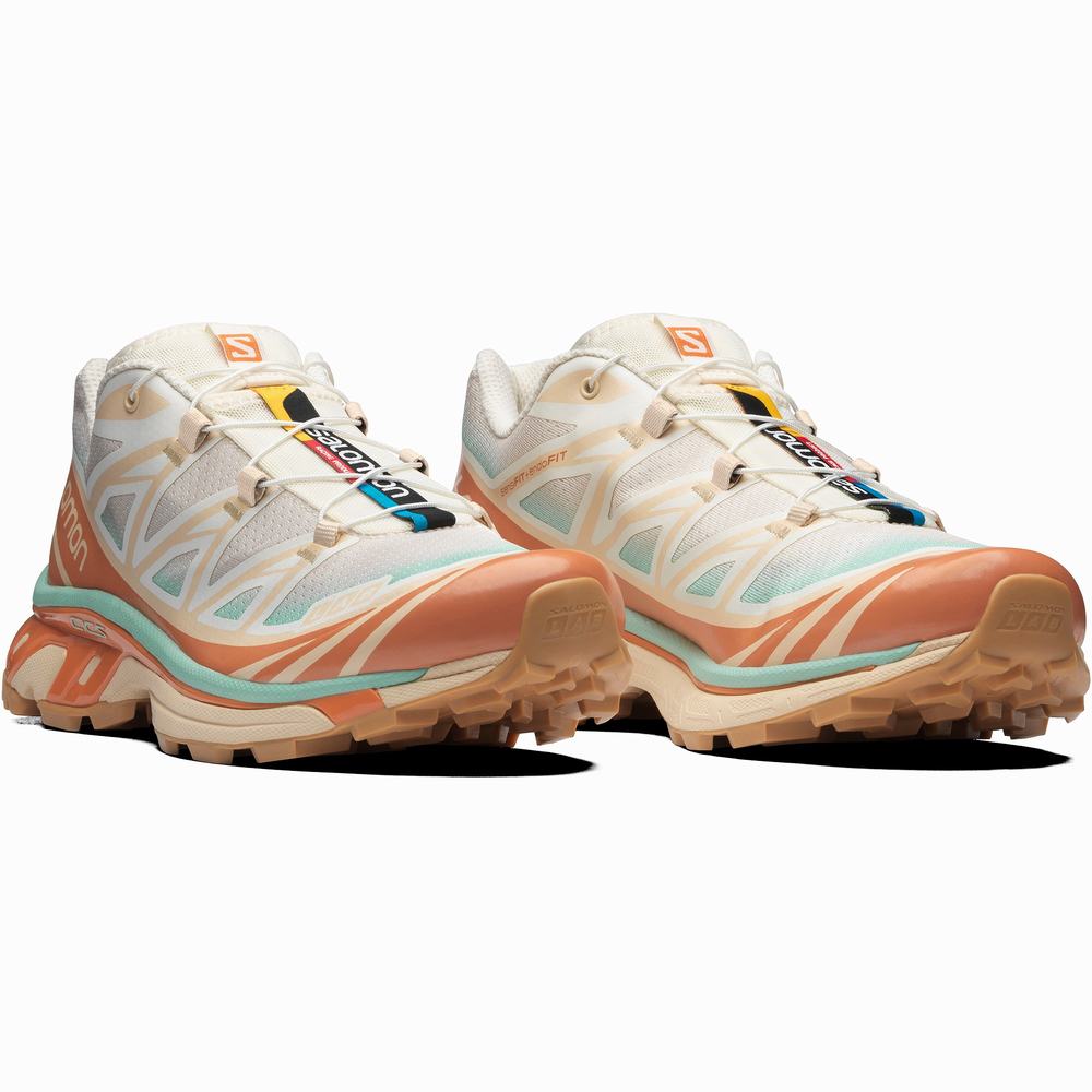 Baskets Salomon Xt-6 Skyline Femme Blanche Orange | France-9076184