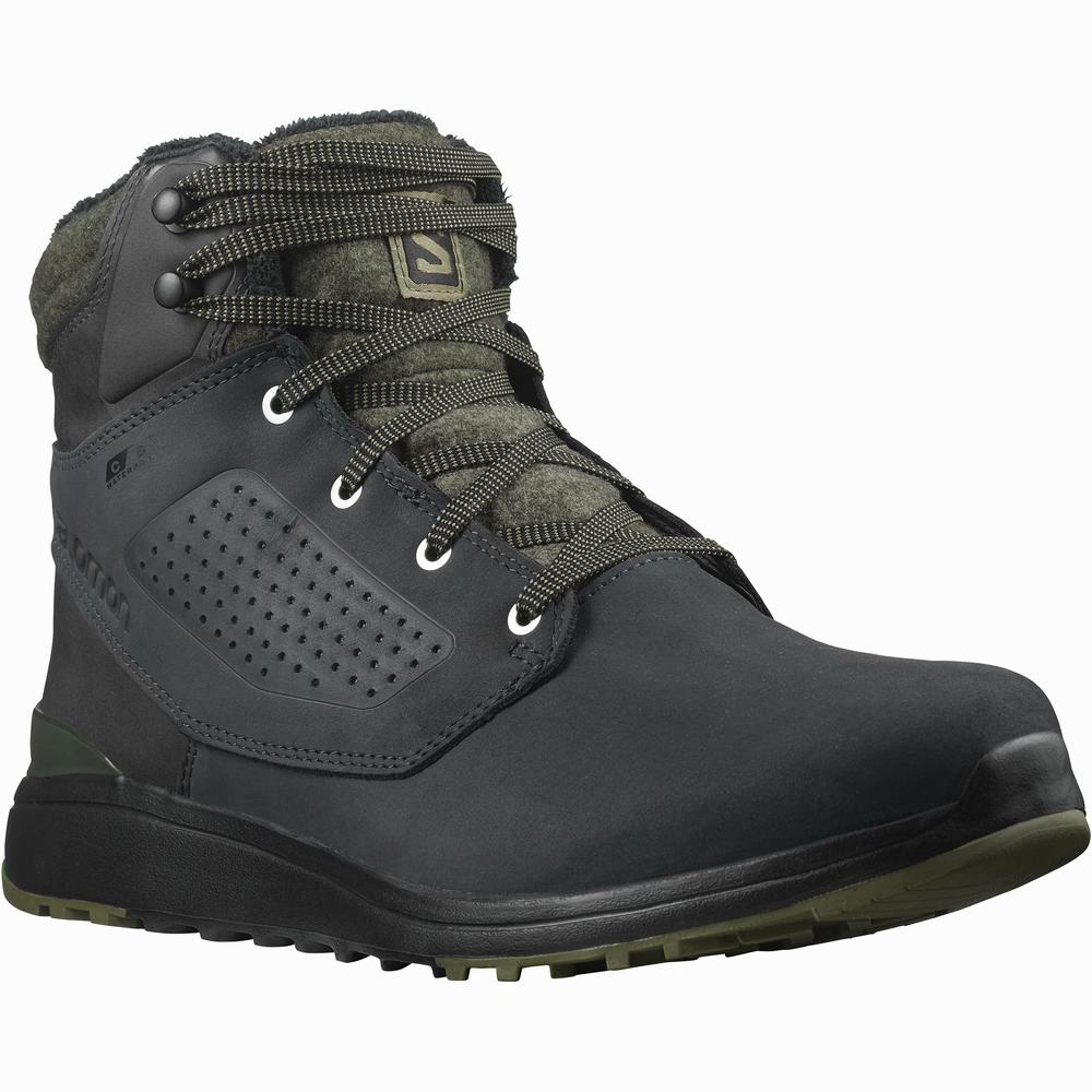 Bottes D'hiver Salomon Utility D'hiver Climasalomon™ Imperméables Homme Noir Vert Foncé | France-9430785