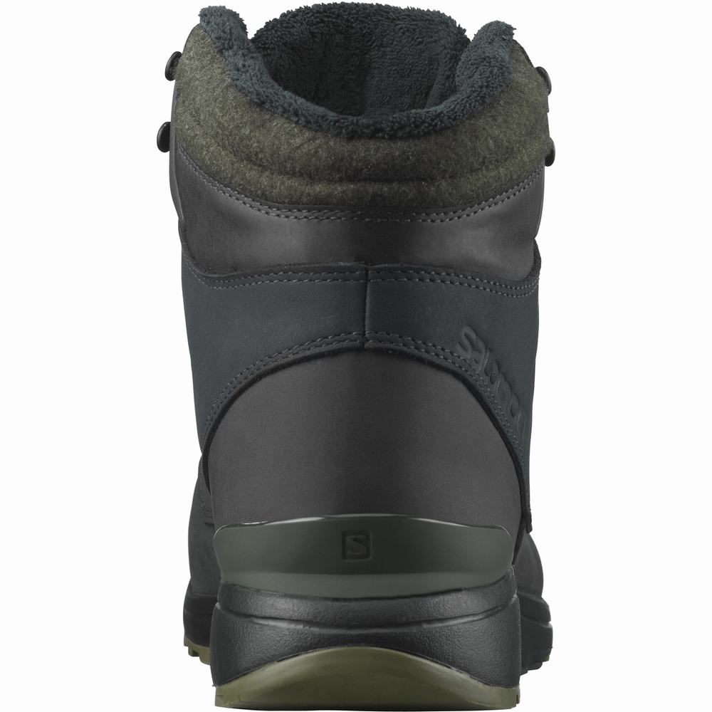 Bottes D'hiver Salomon Utility D'hiver Climasalomon™ Imperméables Homme Noir Vert Foncé | France-9430785