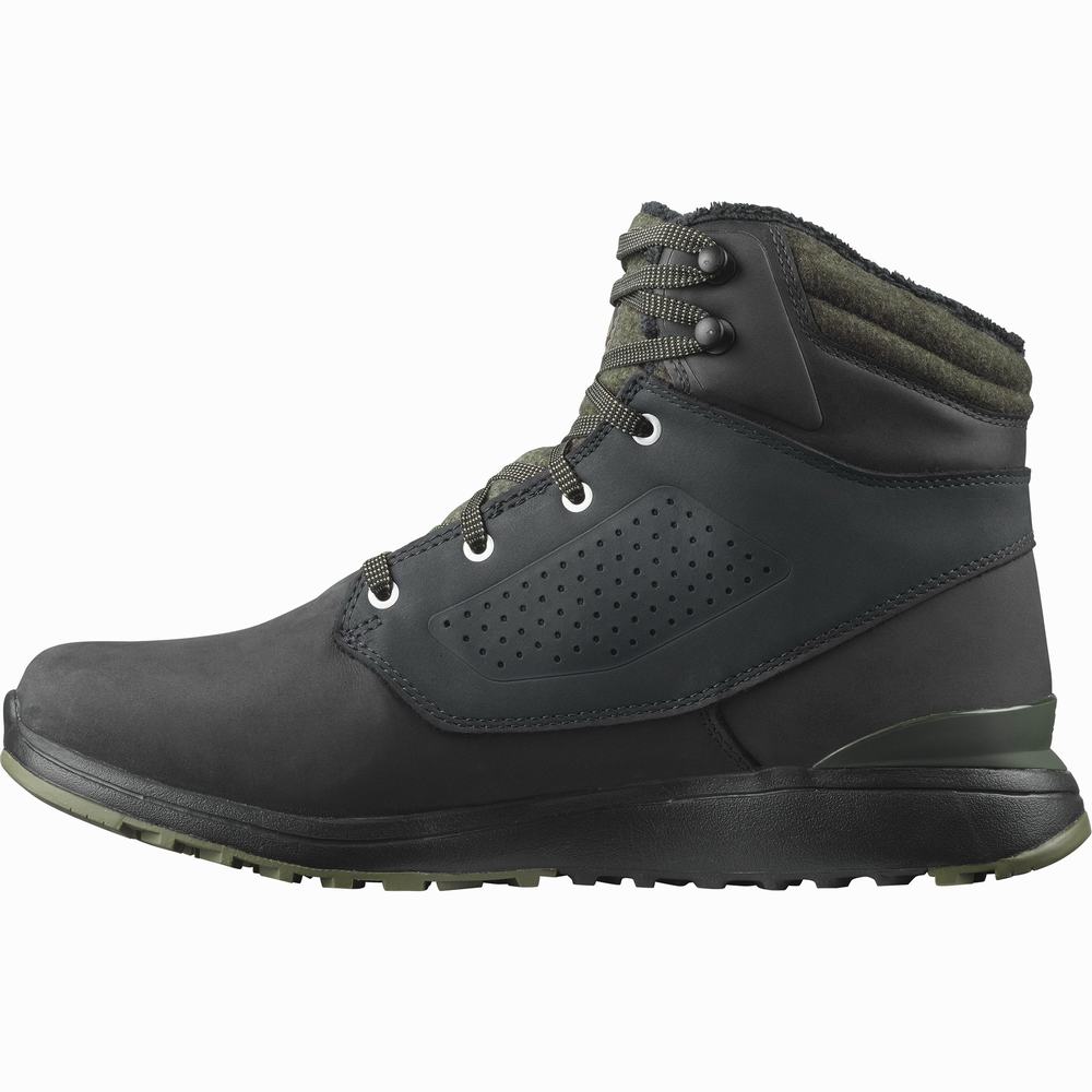 Bottes D'hiver Salomon Utility D'hiver Climasalomon™ Imperméables Homme Noir Vert Foncé | France-9430785