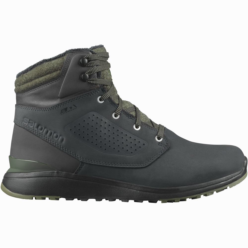 Bottes D\'hiver Salomon Utility D\'hiver Climasalomon™ Imperméables Homme Noir Vert Foncé | France-9430785