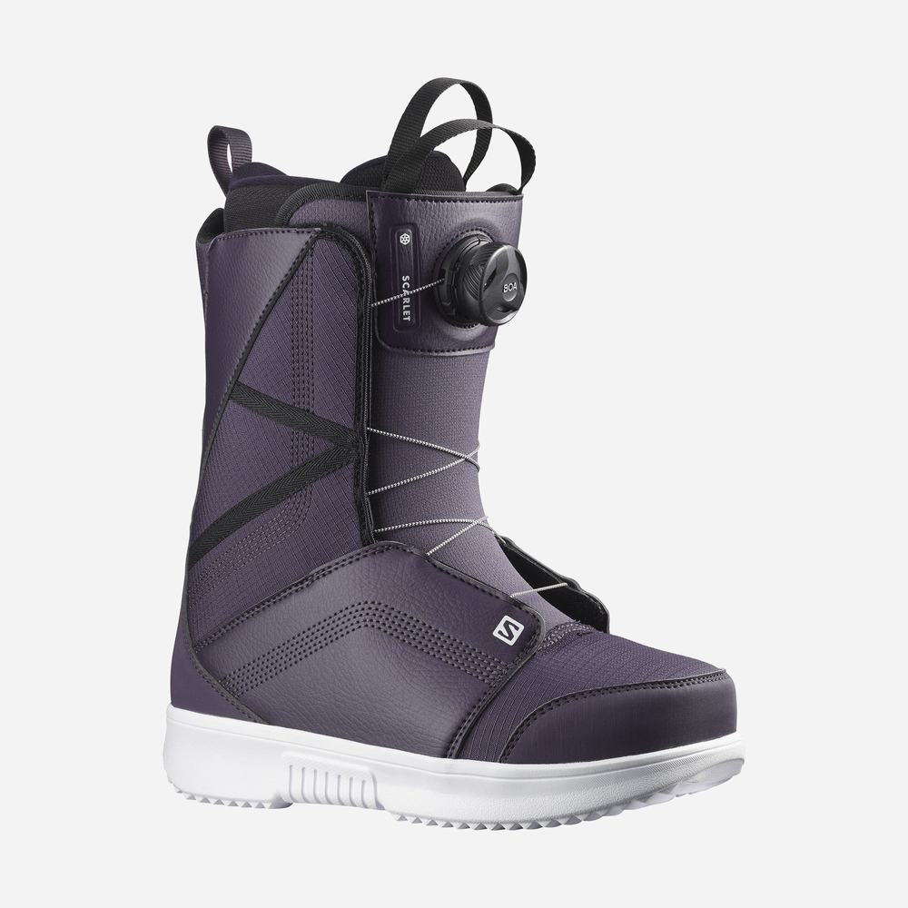 Bottes De Planche À Neige Salomon Scarlet Boa Femme Violette Blanche | France-4013827