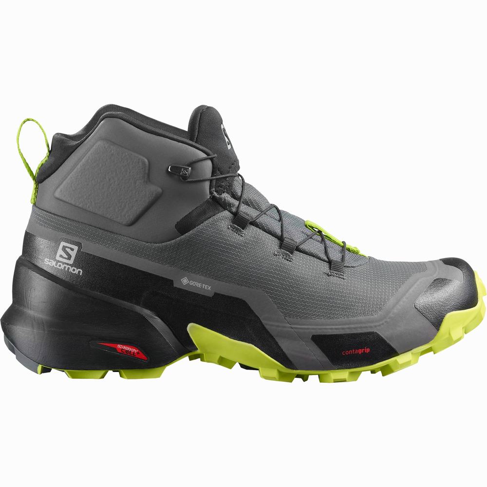 Bottes Randonnée Salomon Cross Hike Mid Gore-tex Homme Grise Noir Vert Clair | France-5032946