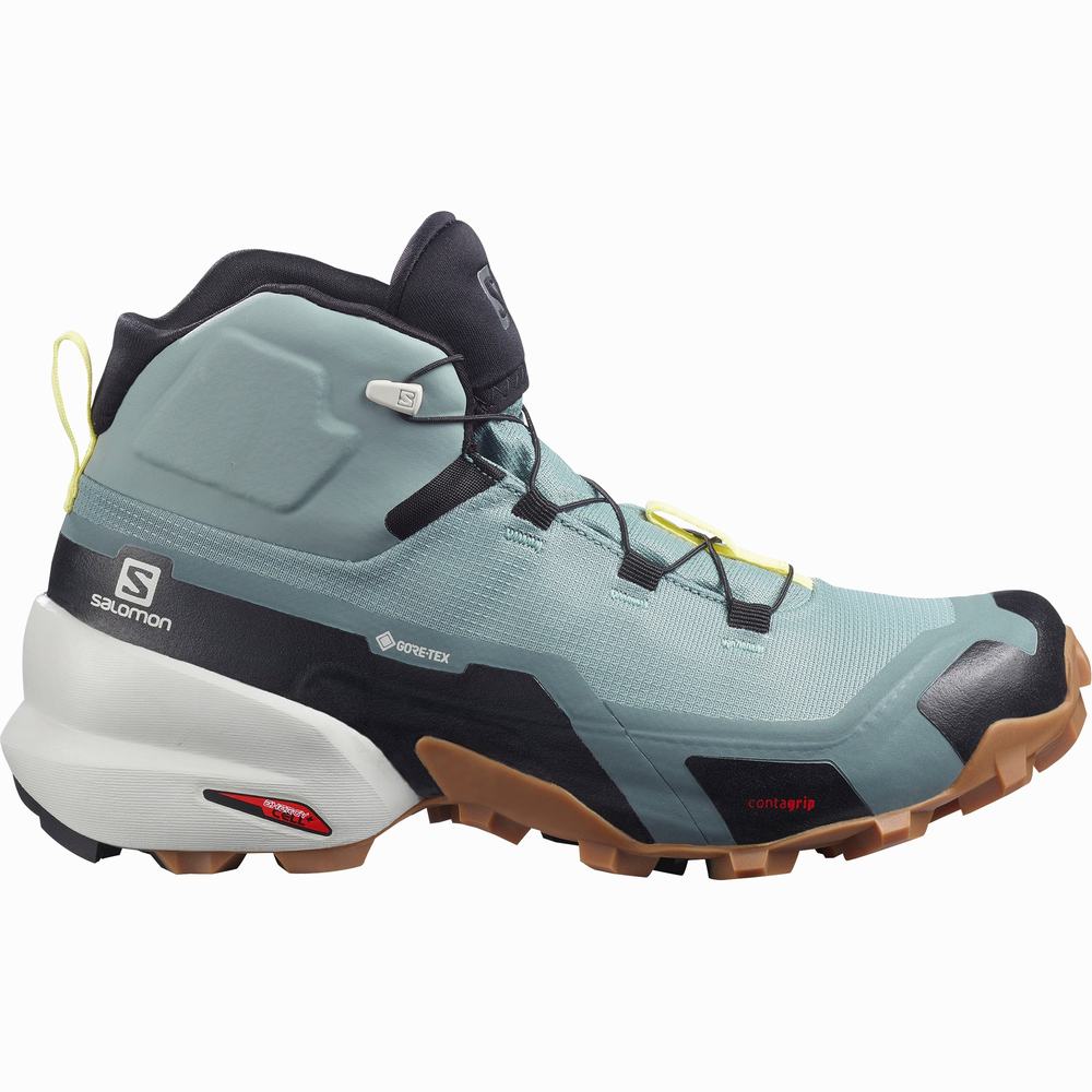 Bottes Randonnée Salomon Cross Hike Mid Gore-tex Femme Turquoise | France-7184930