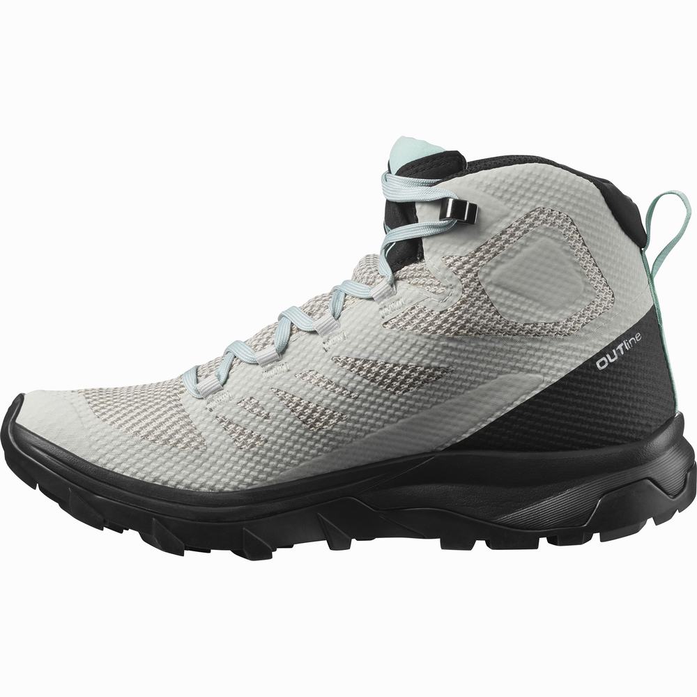 Bottes Randonnée Salomon Outline Mid Gore-tex Femme Turquoise Noir | France-0159276