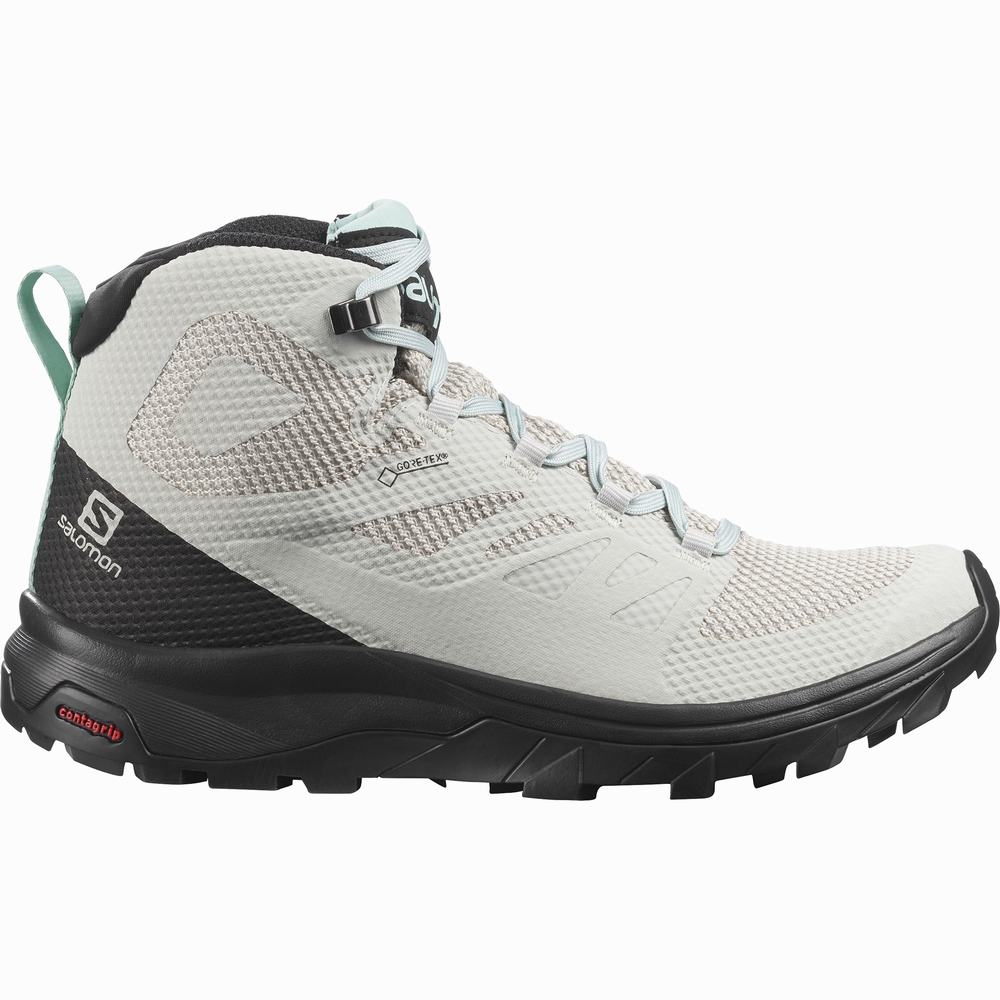 Bottes Randonnée Salomon Outline Mid Gore-tex Femme Turquoise Noir | France-0159276