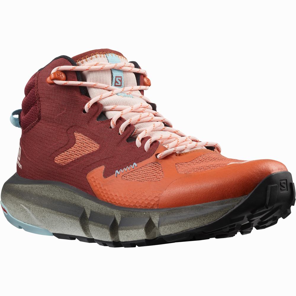 Bottes Randonnée Salomon Predict Hike Mid Gore-tex Femme Orange Marron Bleu | France-9824537