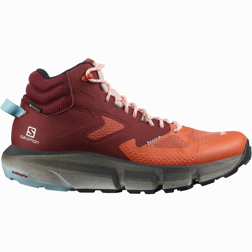 Bottes Randonnée Salomon Predict Hike Mid Gore-tex Femme Orange Marron Bleu | France-9824537