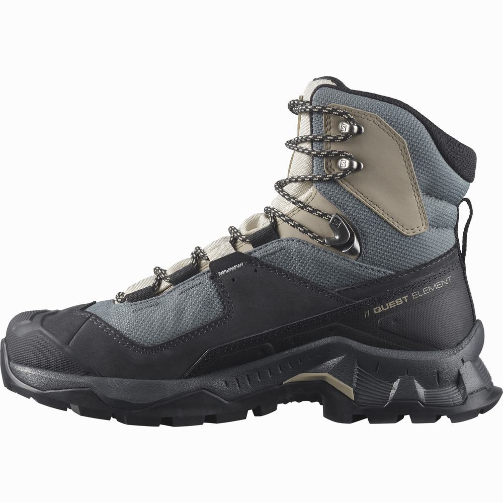 Bottes Randonnée Salomon Quest Element Gore-tex Femme Kaki Noir | France-2893615