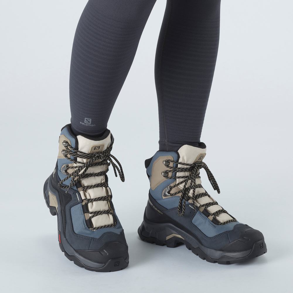 Bottes Randonnée Salomon Quest Element Gore-tex Femme Kaki Noir | France-2893615