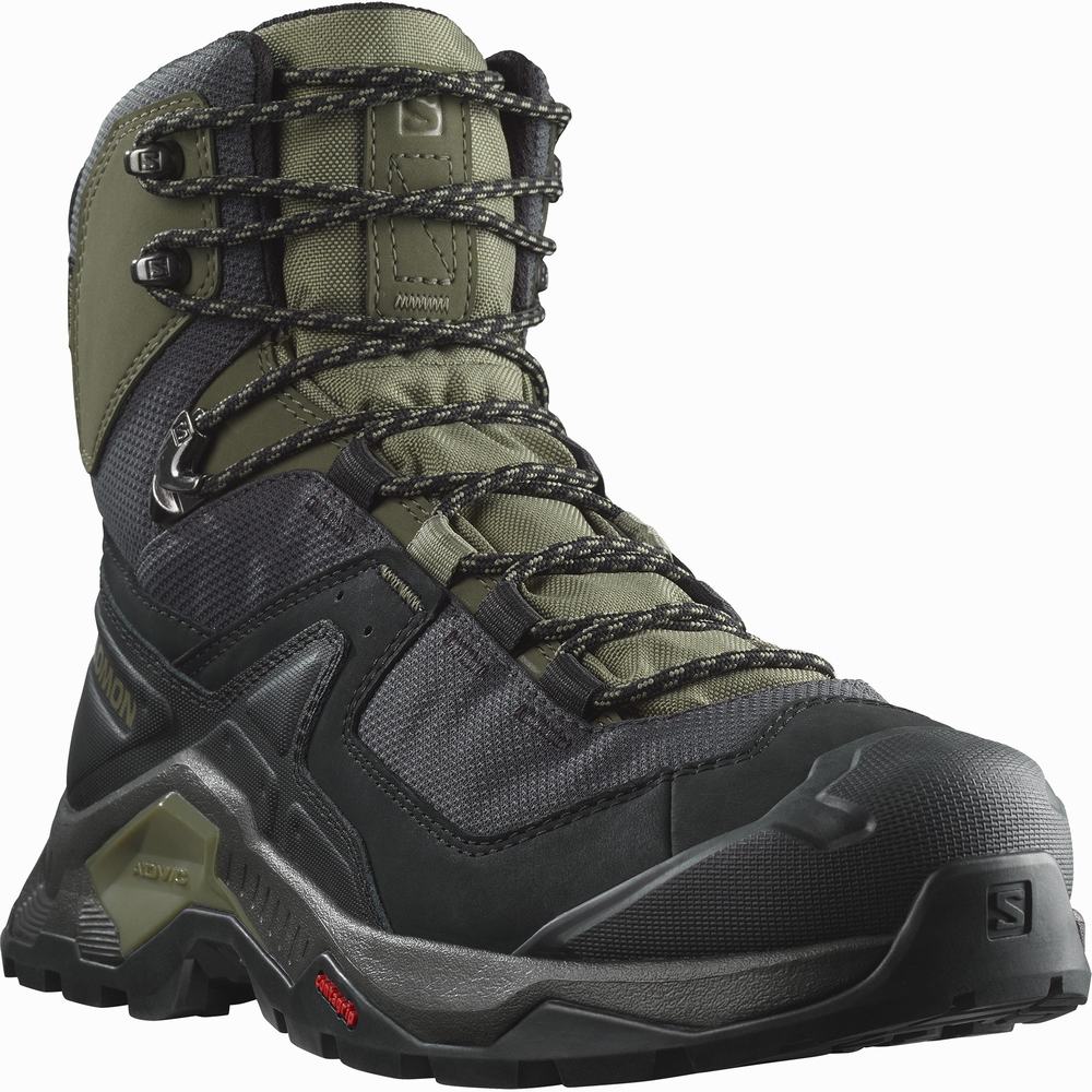 Bottes Randonnée Salomon Quest Element Gore-tex Homme Noir Vert Foncé Vert Olive | France-8745139