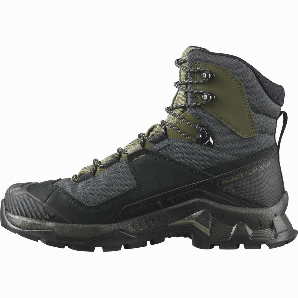 Bottes Randonnée Salomon Quest Element Gore-tex Homme Noir Vert Foncé Vert Olive | France-8745139