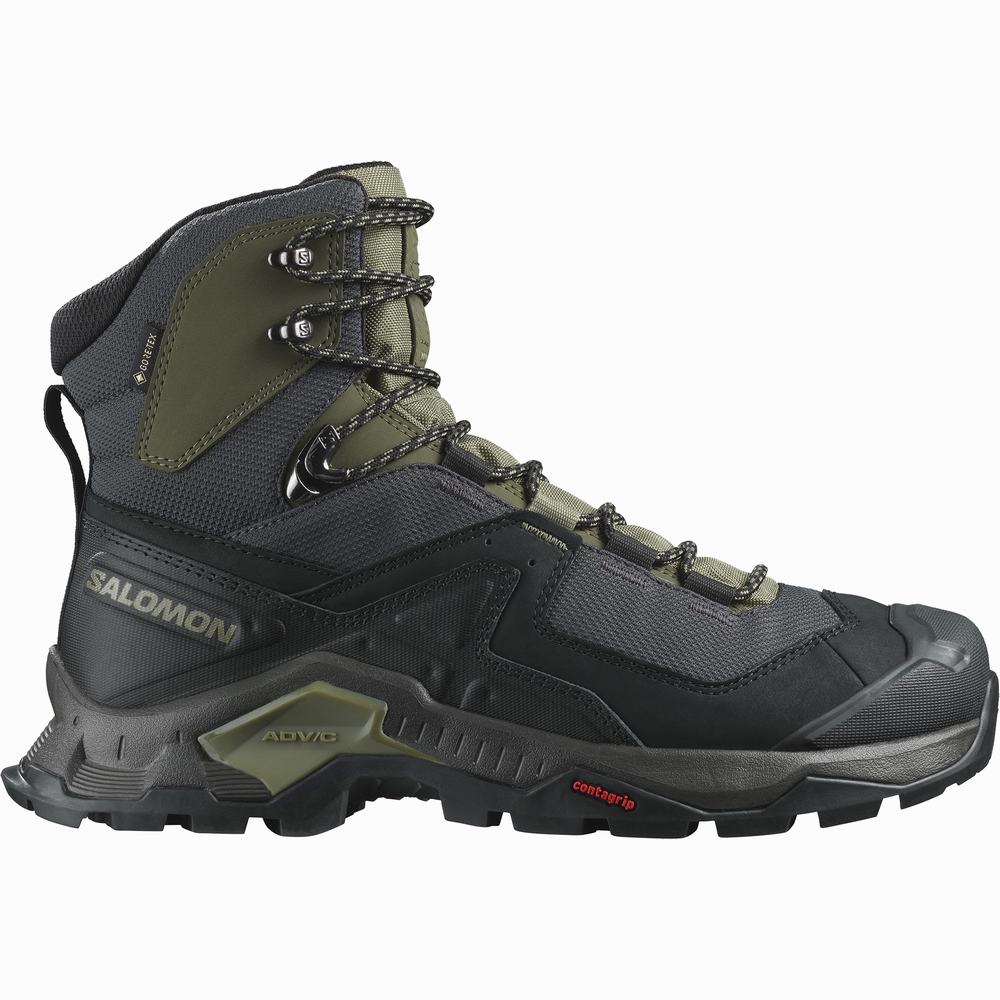 Bottes Randonnée Salomon Quest Element Gore-tex Homme Noir Vert Foncé Vert Olive | France-8745139