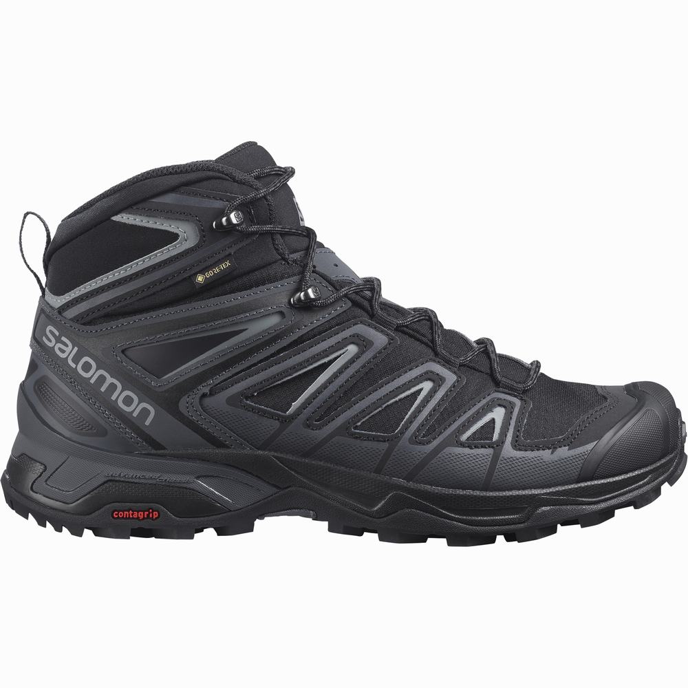 Bottes Randonnée Salomon X Ultra 3 Larges Mid Gore-tex Homme Noir | France-4982560