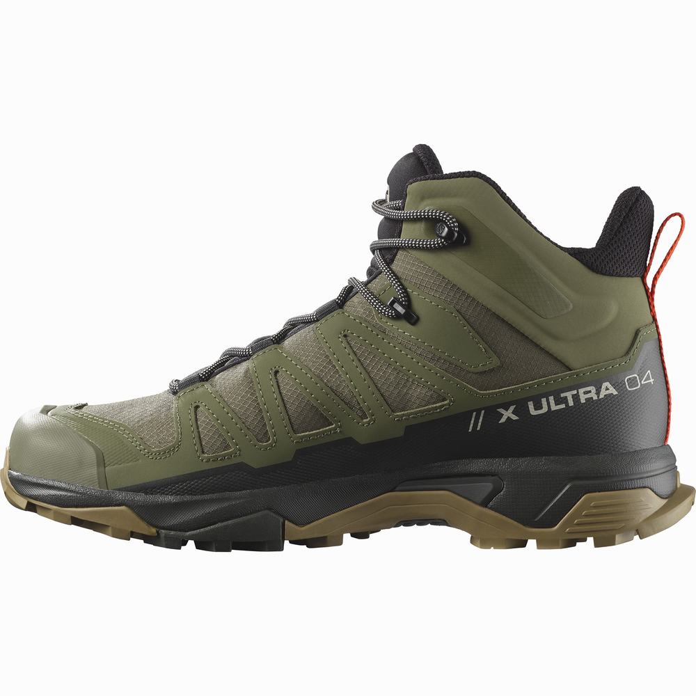 Bottes Randonnée Salomon X Ultra 4 Mid Gore-tex Homme Vert Foncé | France-2490165