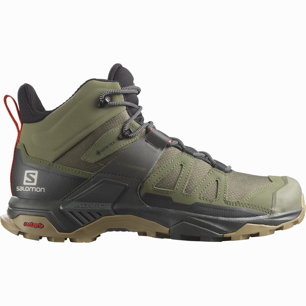 Bottes Randonnée Salomon X Ultra 4 Mid Gore-tex Homme Vert Foncé | France-2490165