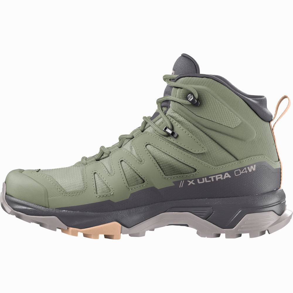 Bottes Randonnée Salomon X Ultra 4 Mid Gore-tex Femme Vert Blanche | France-5724308