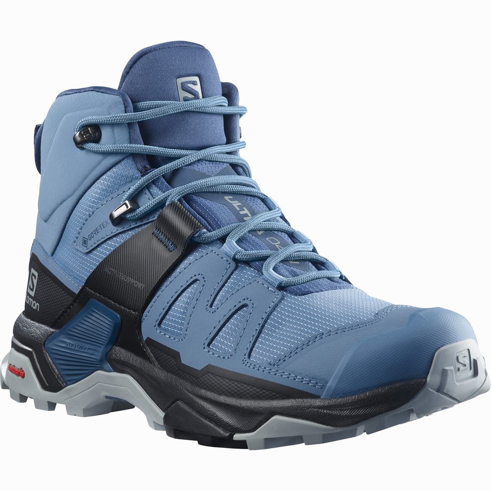 Bottes Randonnée Salomon X Ultra 4 Mid Gore-tex Femme Bleu Noir | France-6483270