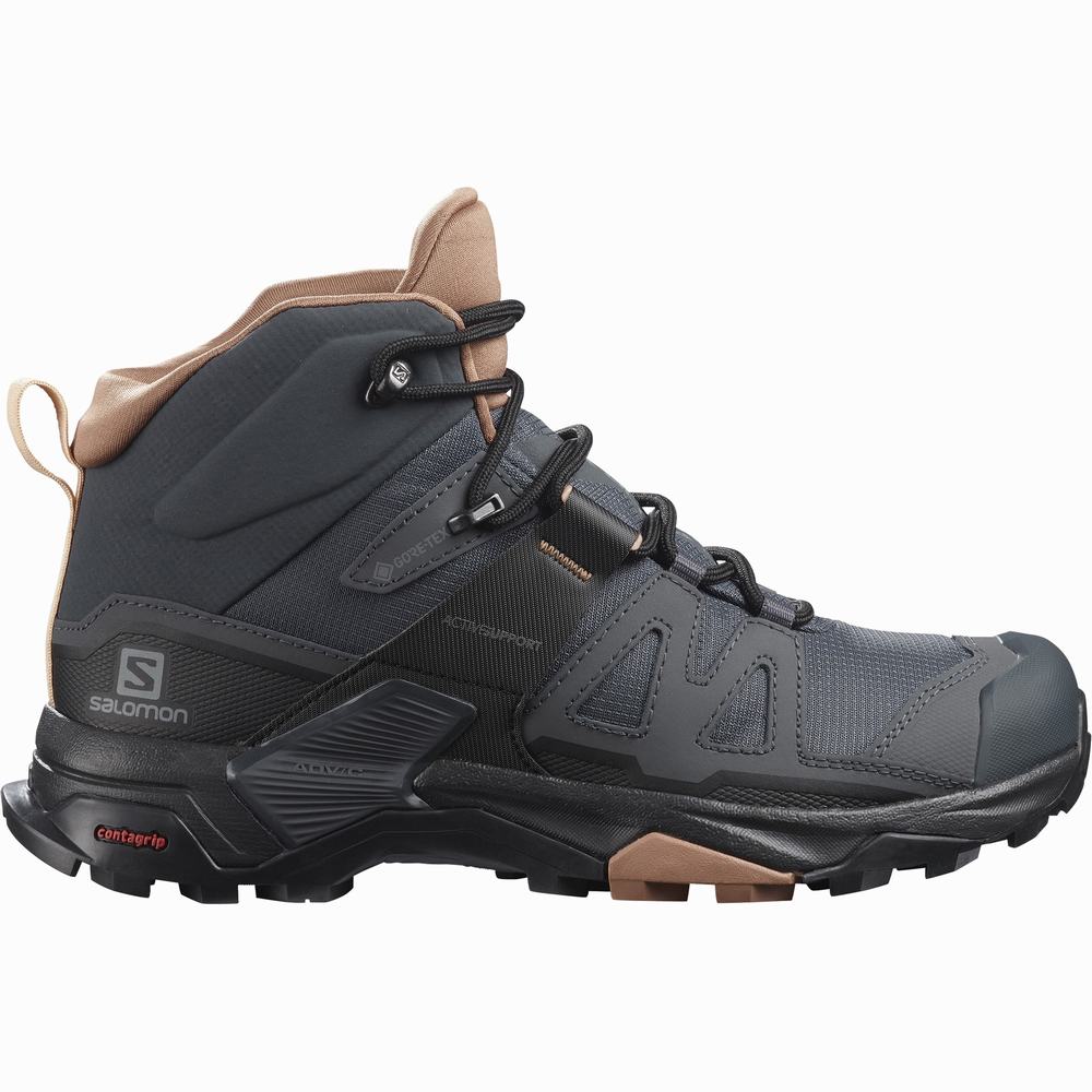 Bottes Randonnée Salomon X Ultra 4 Mid Gore-tex Femme Bleu Marine Noir Blanche | France-7564092