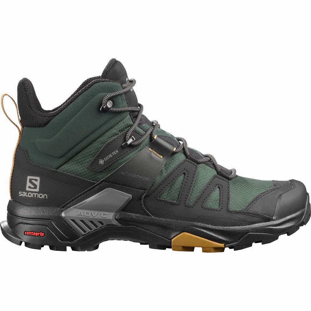 Bottes Randonnée Salomon X Ultra 4 Mid Gore-tex Homme Vert Noir | France-9854763