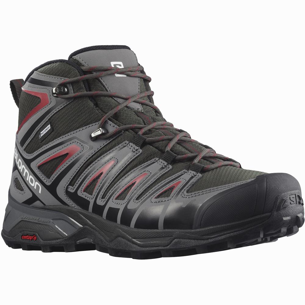 Bottes Randonnée Salomon X Ultra Pioneer Mid Climasalomon™ Imperméables Homme Noir Rouge | France-1246789