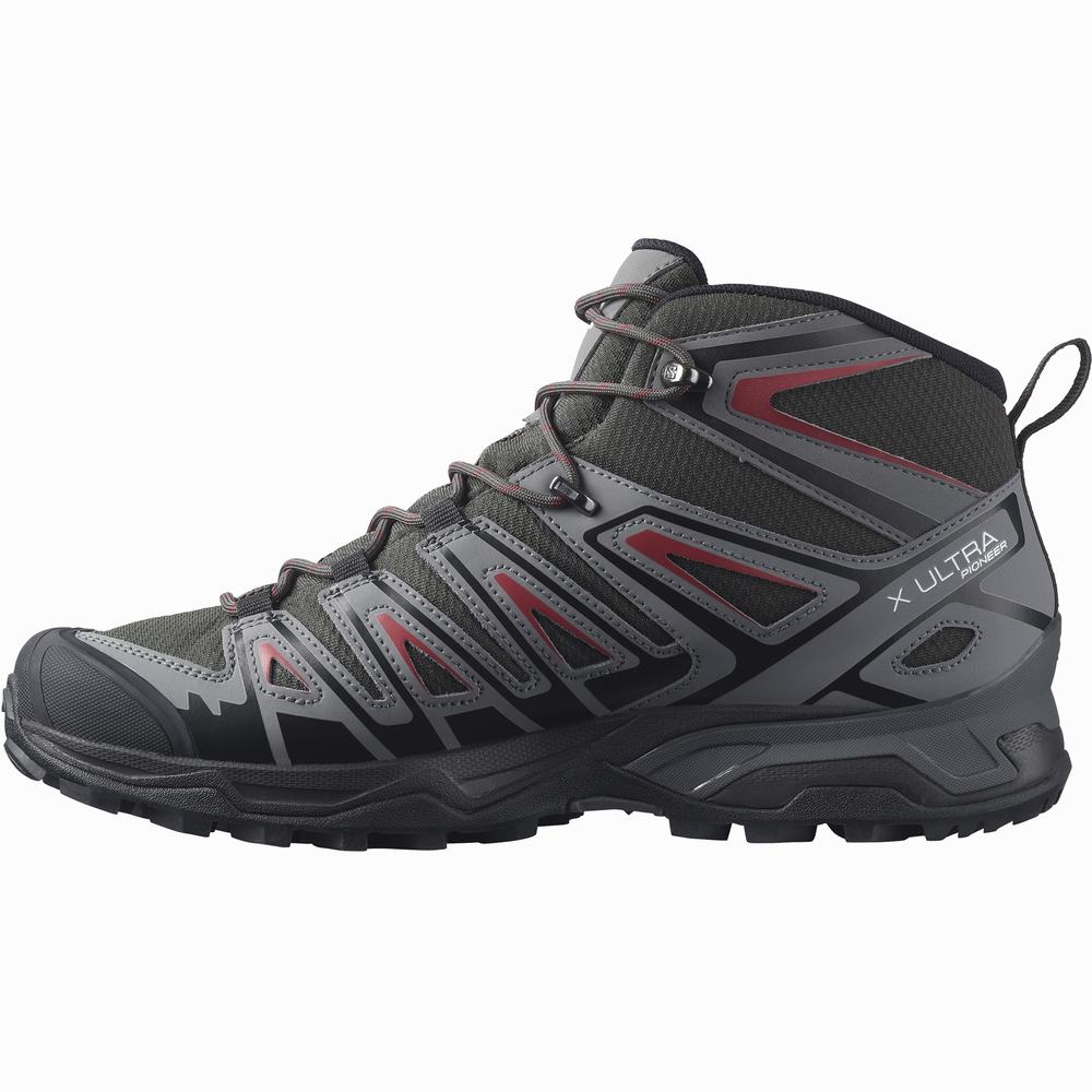 Bottes Randonnée Salomon X Ultra Pioneer Mid Climasalomon™ Imperméables Homme Noir Rouge | France-1246789