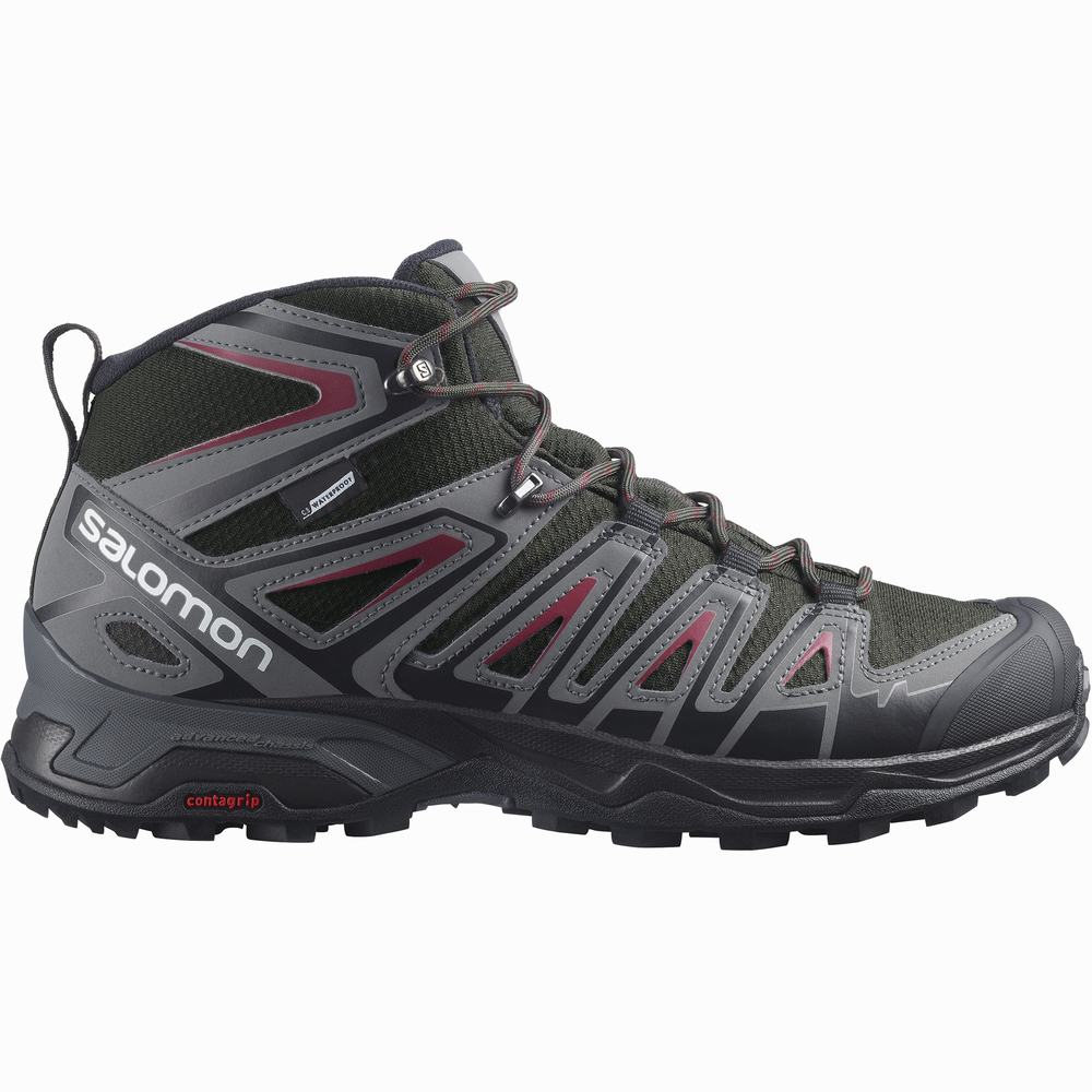 Bottes Randonnée Salomon X Ultra Pioneer Mid Climasalomon™ Imperméables Homme Noir Rouge | France-1246789