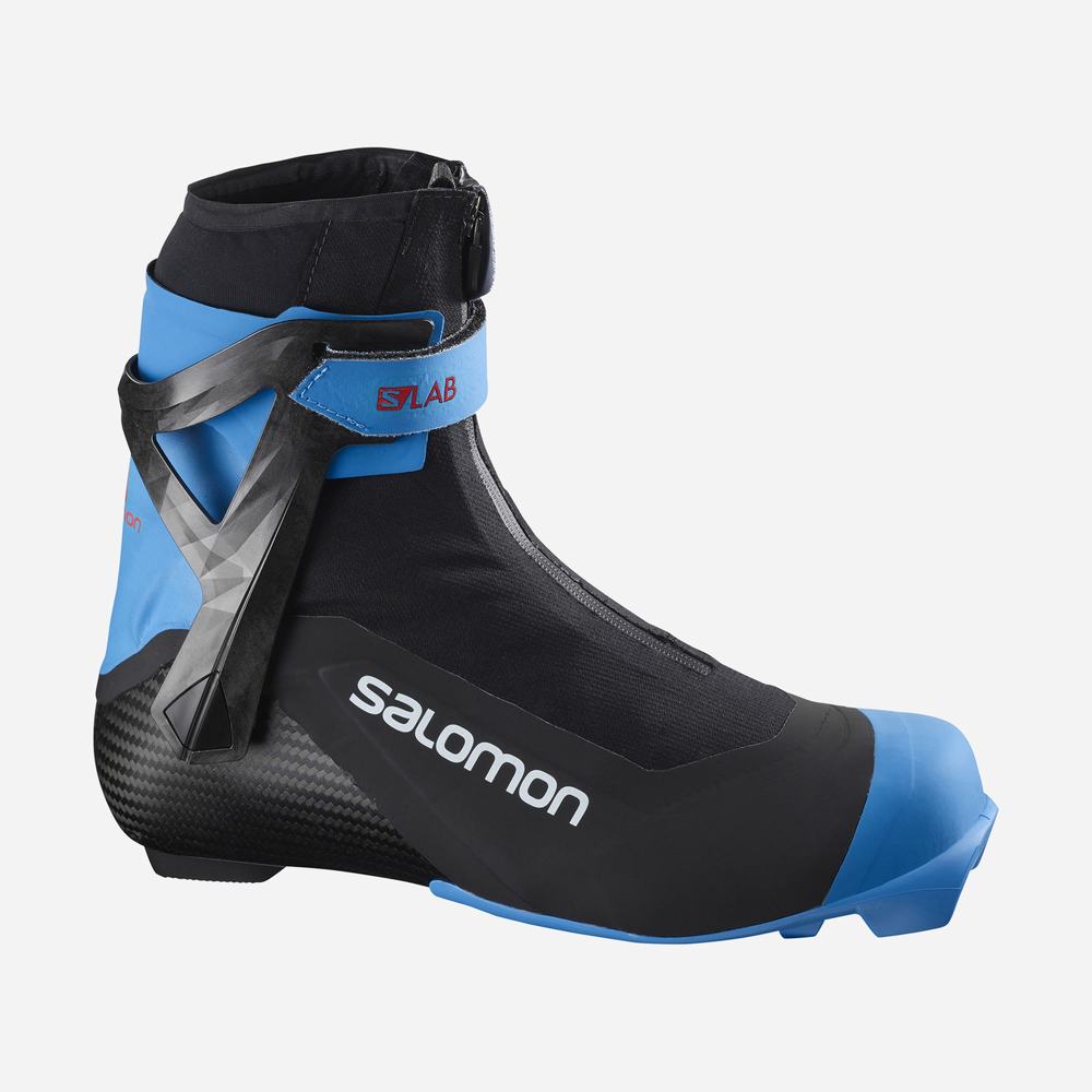 Bottes Ski Salomon S/Lab Carbon Skate El Femme Noir Bleu | France-2867159