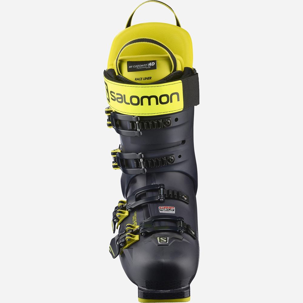 Bottes Ski Salomon S/Pro 130 Homme Noir Jaune Bleu | France-3954012