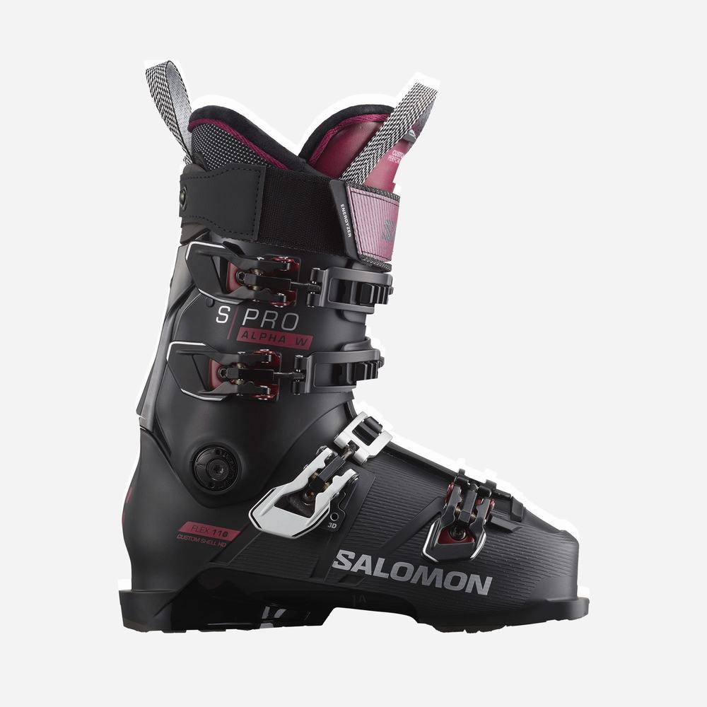 Bottes Ski Salomon S/Pro Alpha 110 El Femme Noir Marron Foncé Argent | France-5196820