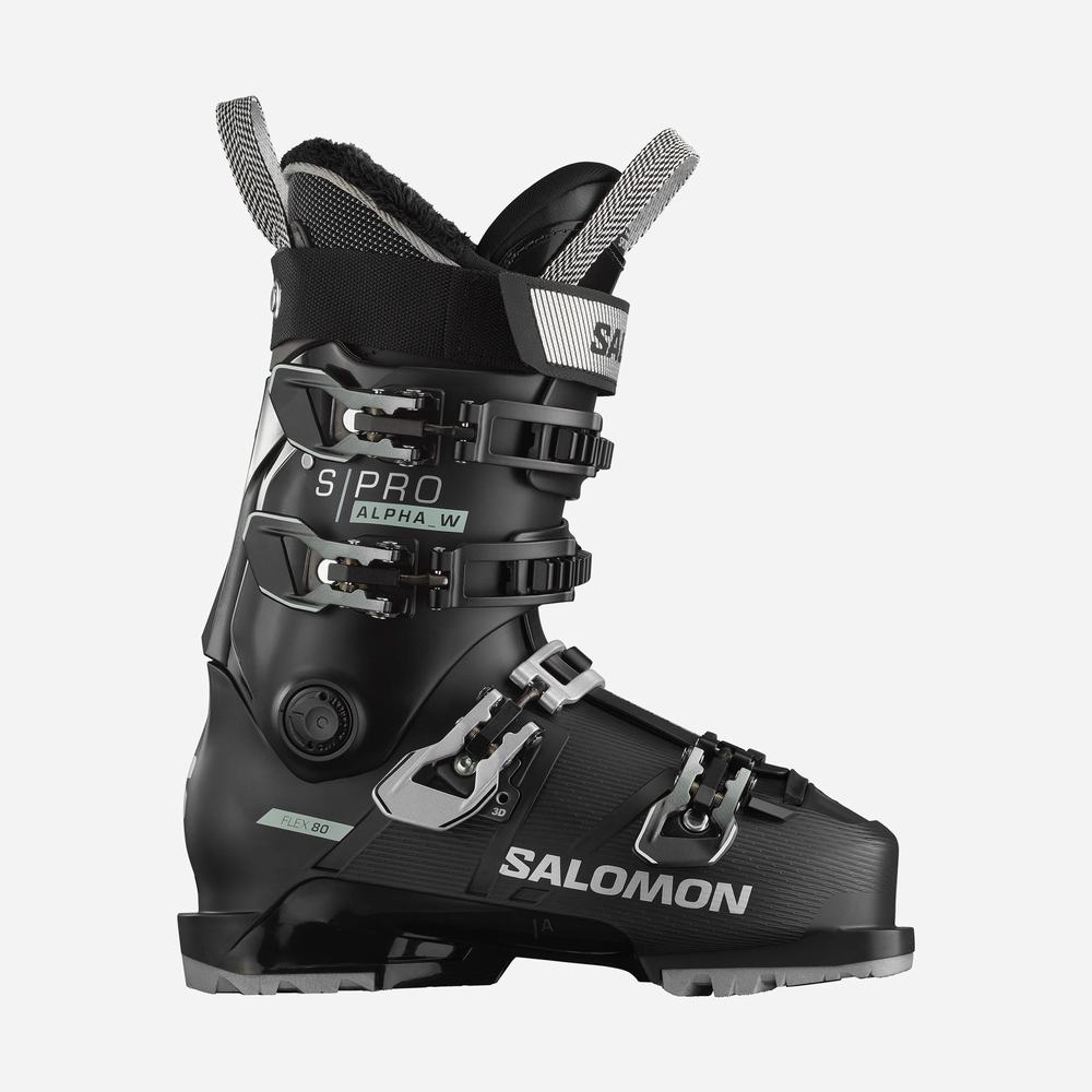 Bottes Ski Salomon S/Pro Alpha 80 Femme Noir Blanche Argent | France-4381590