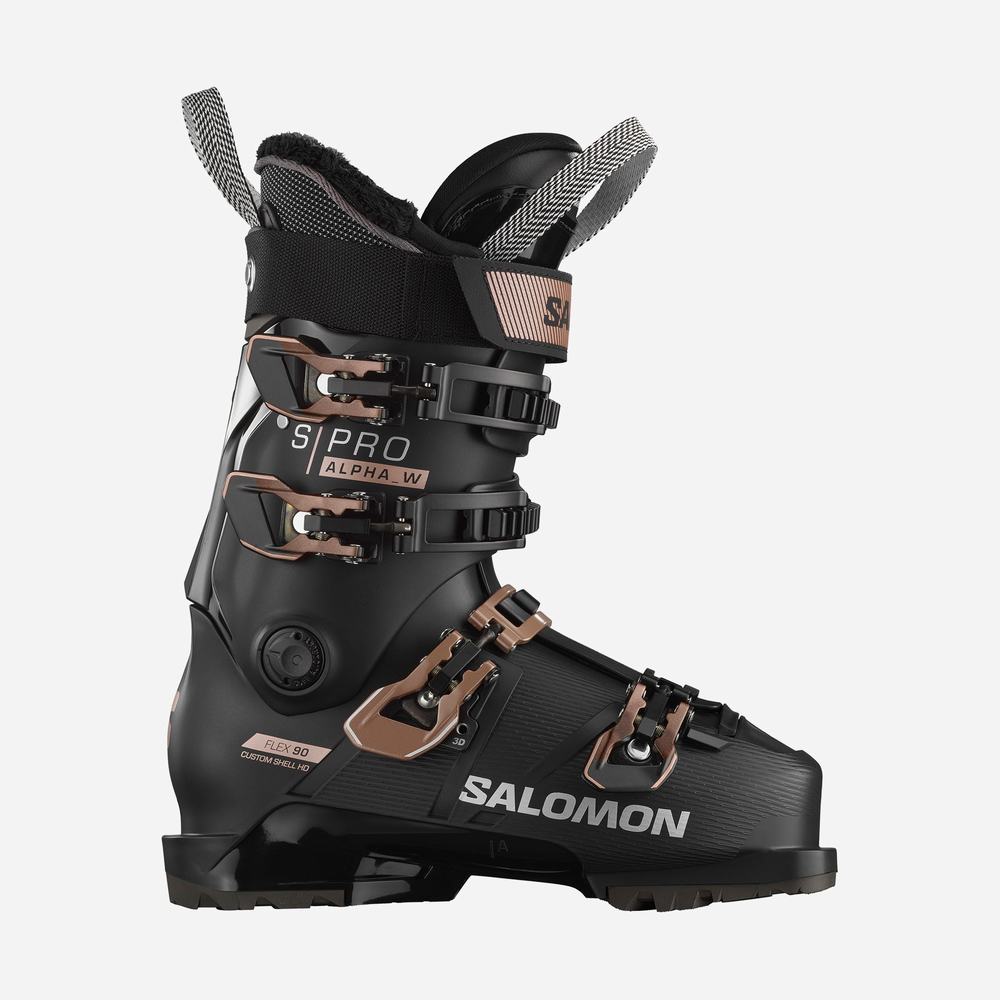 Bottes Ski Salomon S/Pro Alpha 90 Femme Noir Rose Doré Metal Argent | France-7294581