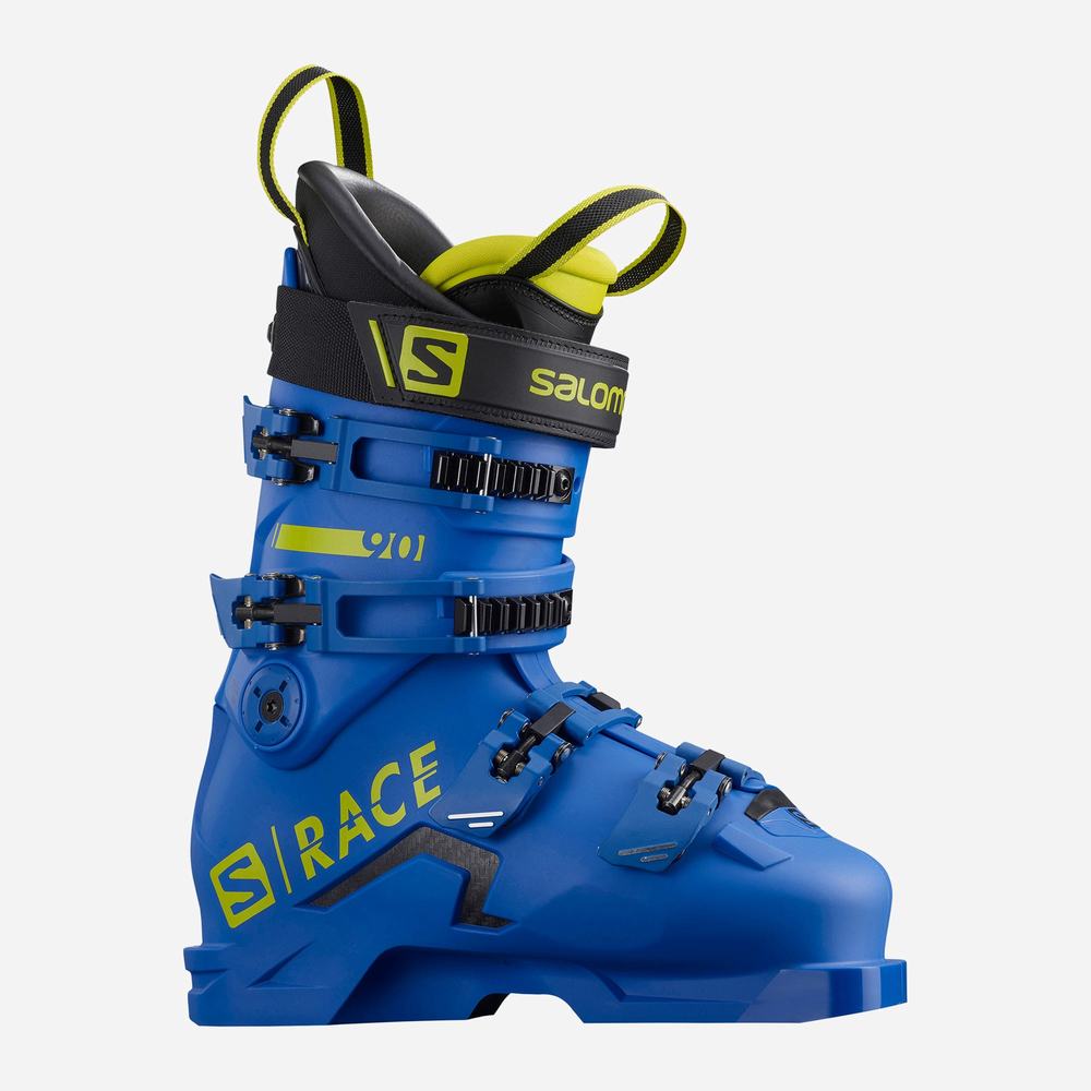 Bottes Ski Salomon S/Race 90 Enfant Bleu Vert Noir | France-2367109