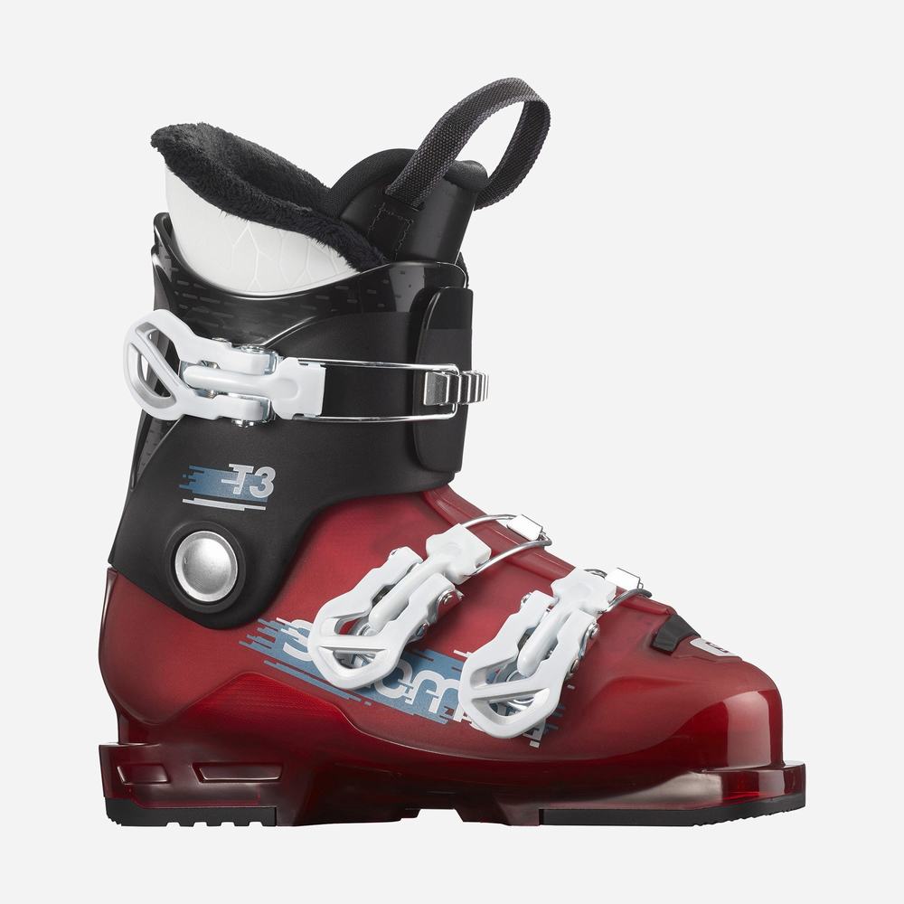 Bottes Ski Salomon T3 Rt Enfant Noir Rouge Blanche | France-5863701