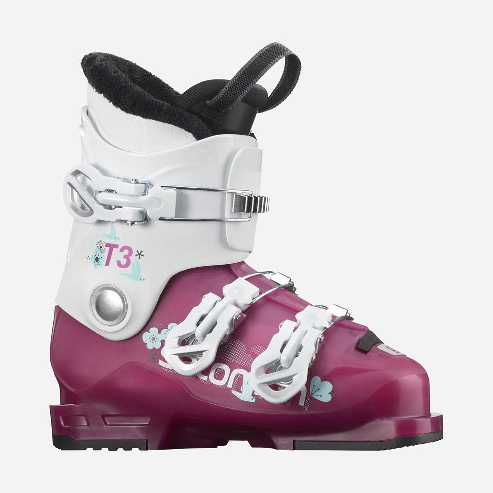 Bottes Ski Salomon T3 Rt Girly Enfant Rose Violette Blanche | France-4816095