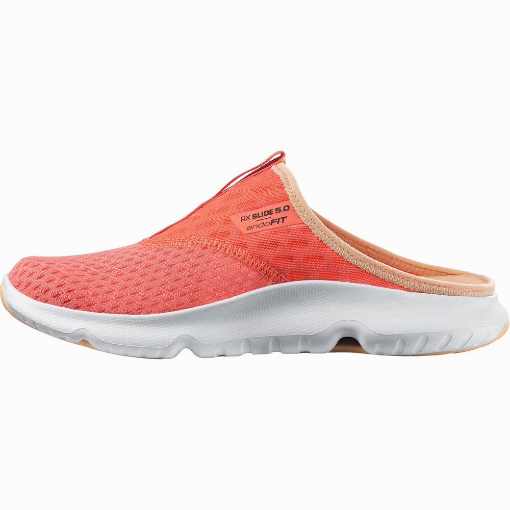 Chaussures De Récupération Salomon Reelax Claquette 5.0 Femme Corail Blanche Blanche | France-7621953