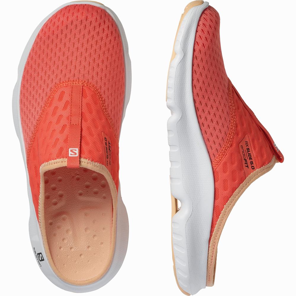 Chaussures De Récupération Salomon Reelax Claquette 5.0 Femme Corail Blanche Blanche | France-7621953