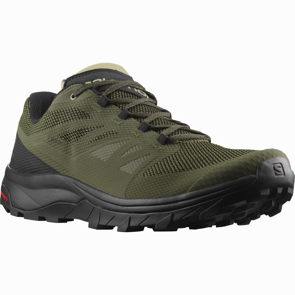 Chaussures Randonnée Salomon Outline Gore-tex Homme Vert Olive Noir | France-0325461