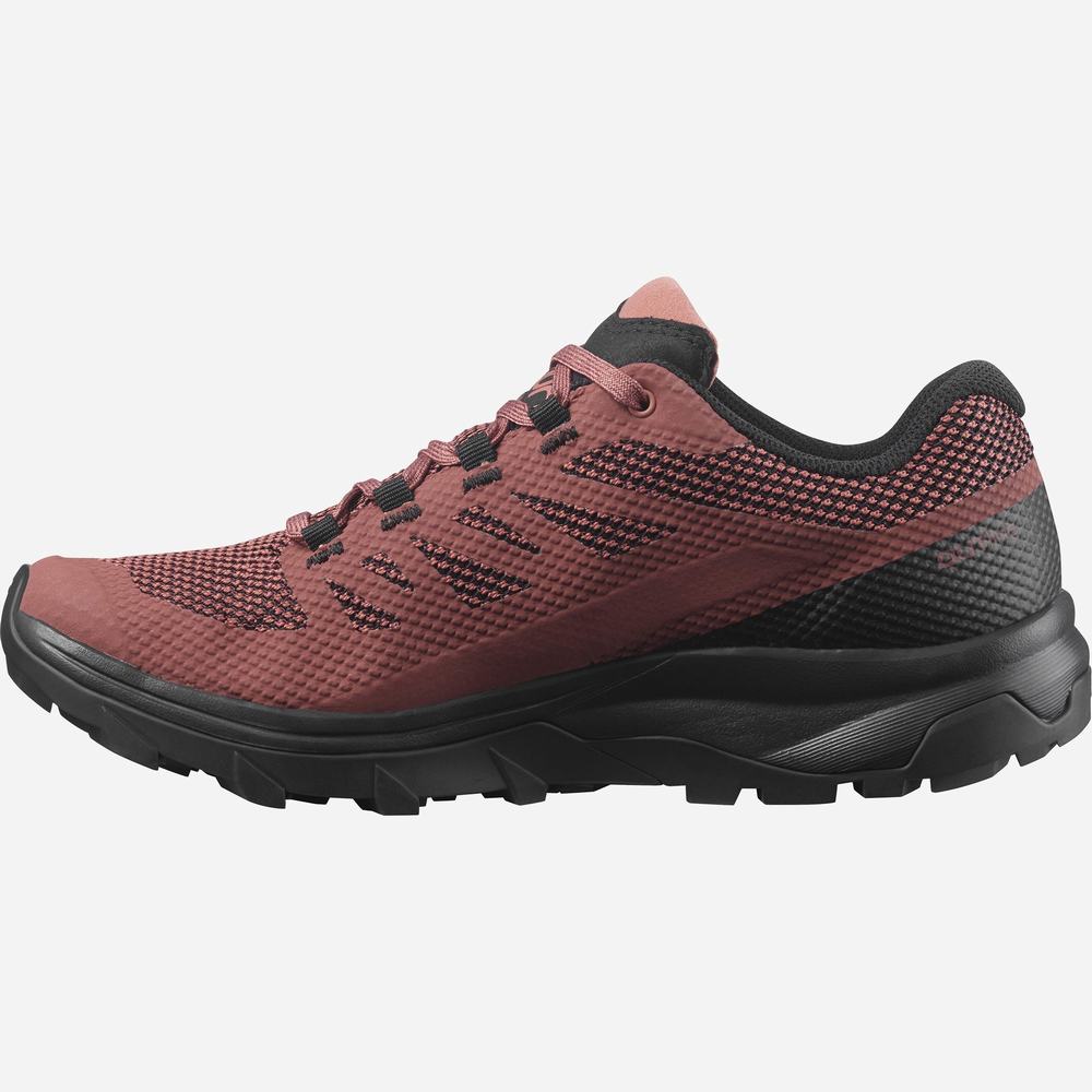 Chaussures Randonnée Salomon Outline Gore-tex Femme Noir Rouge Foncé | France-6158904