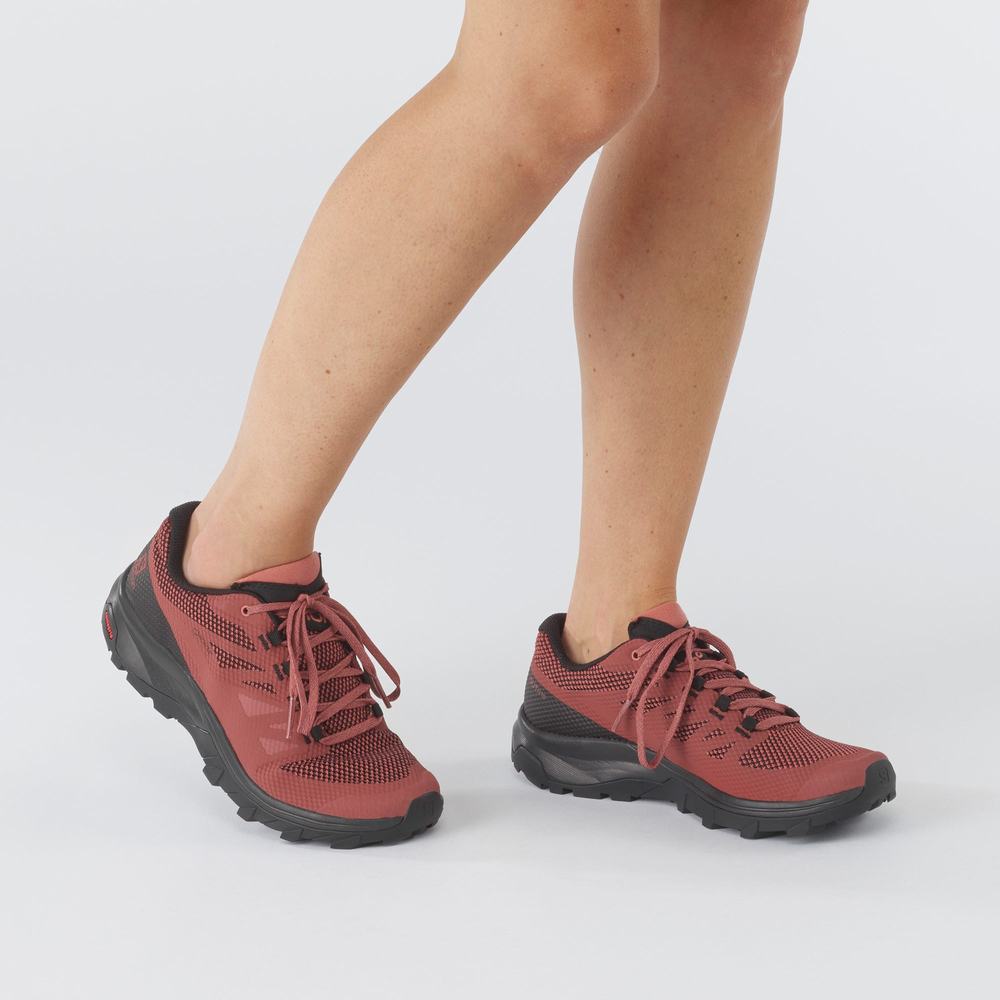 Chaussures Randonnée Salomon Outline Gore-tex Femme Noir Rouge Foncé | France-6158904