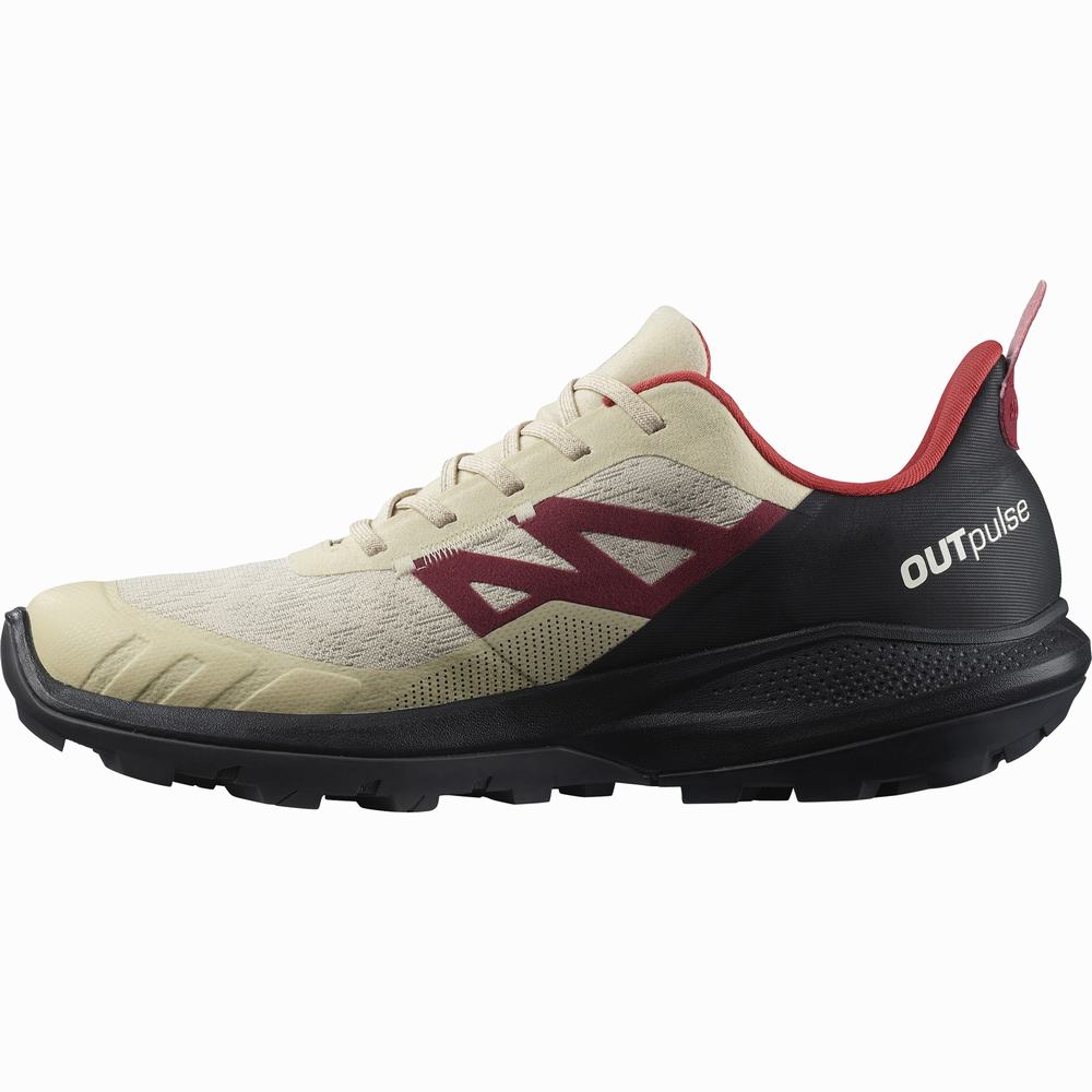 Chaussures Randonnée Salomon Outpulse Gore-tex Homme Beige Noir Rouge | France-1386092